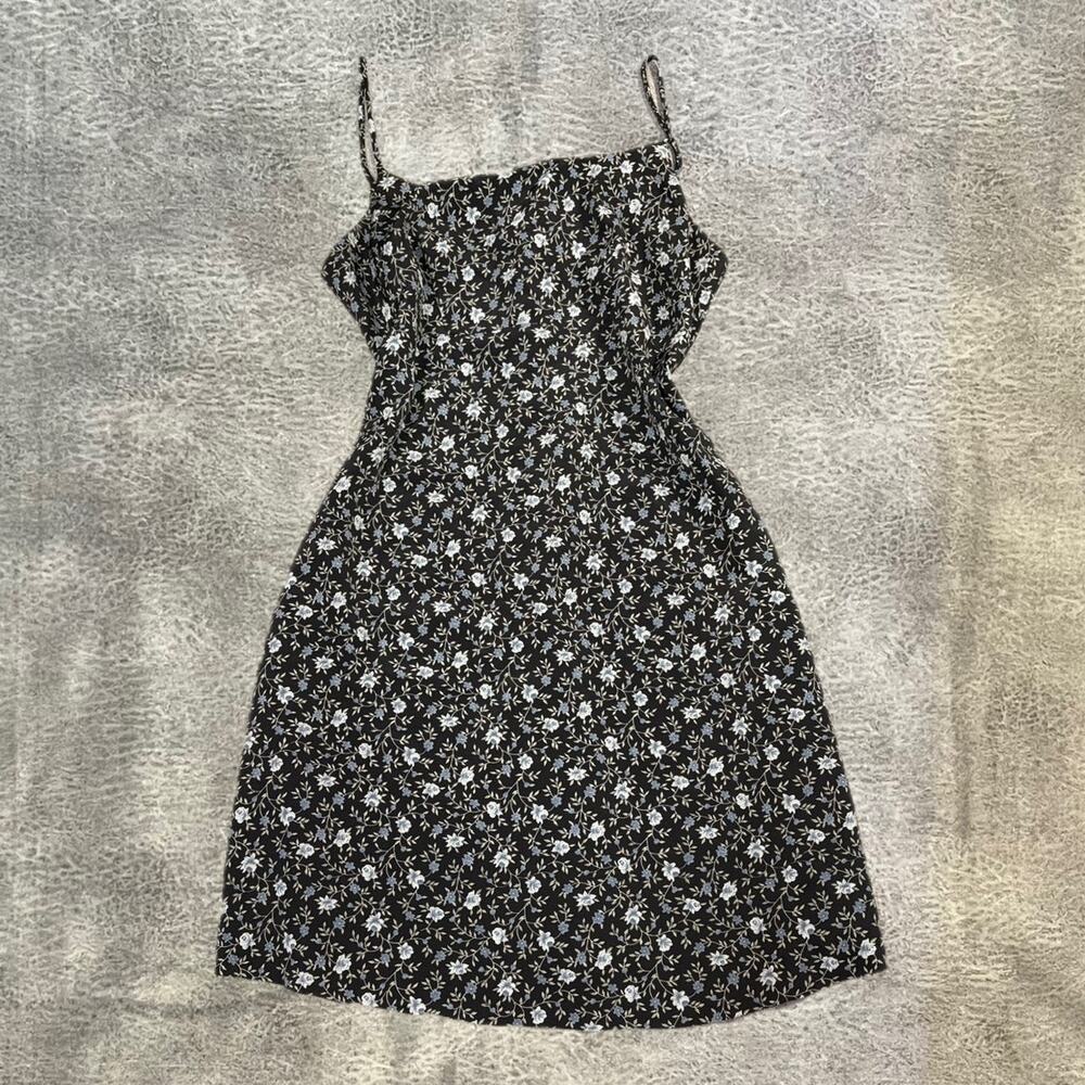 Vintage Black Floral Sleeveless Mini Dress